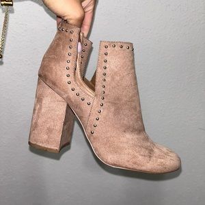 Suede booties with silver detail